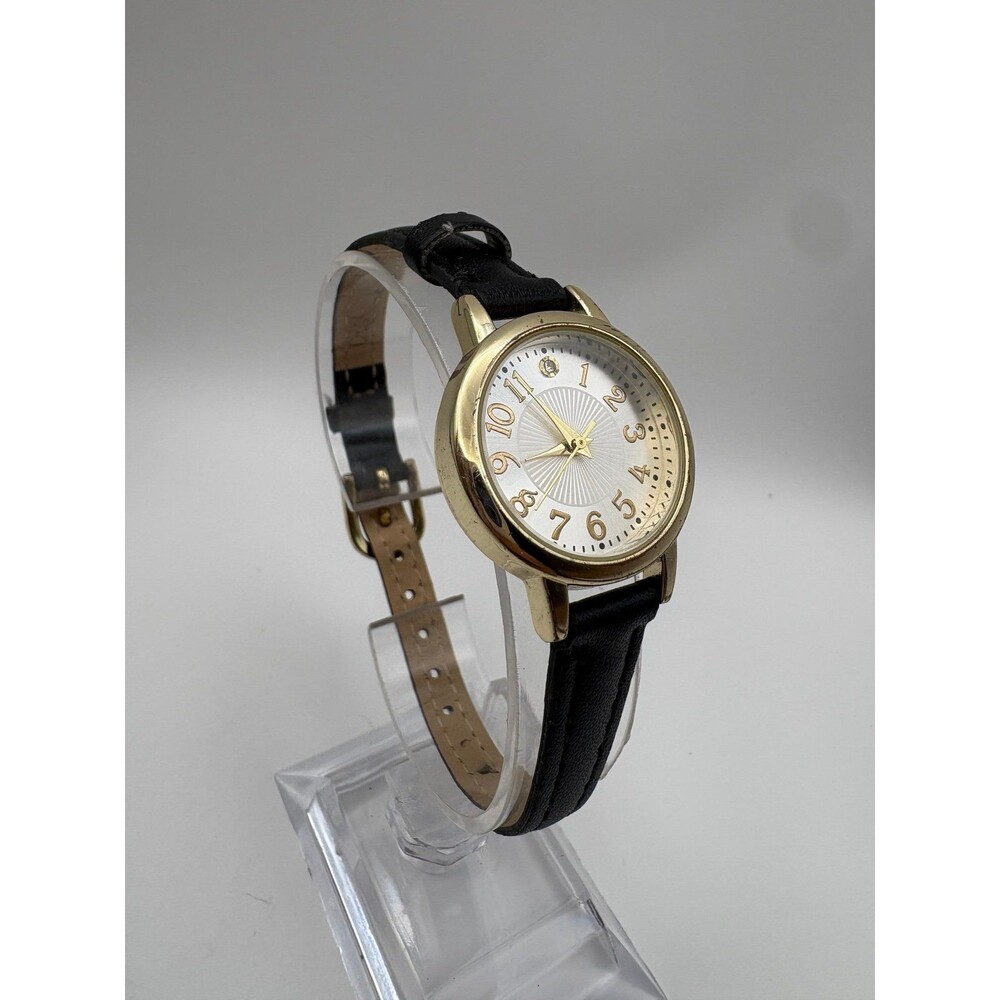 FMD Women Gold Tone Quartz Watch Silver Sunburst Dial Crystal Marker FMDOTT022